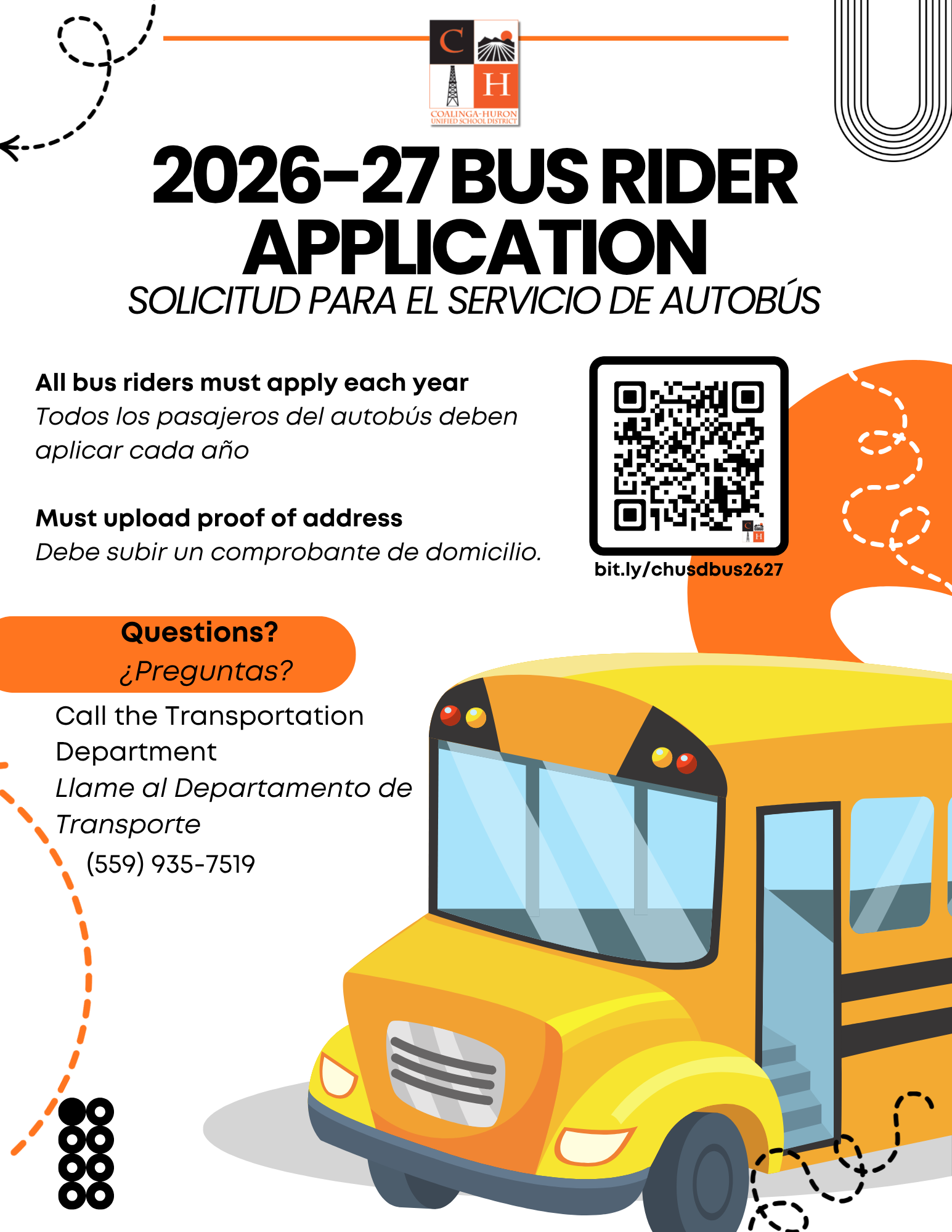 2026/27 School Year Bus Rider Application