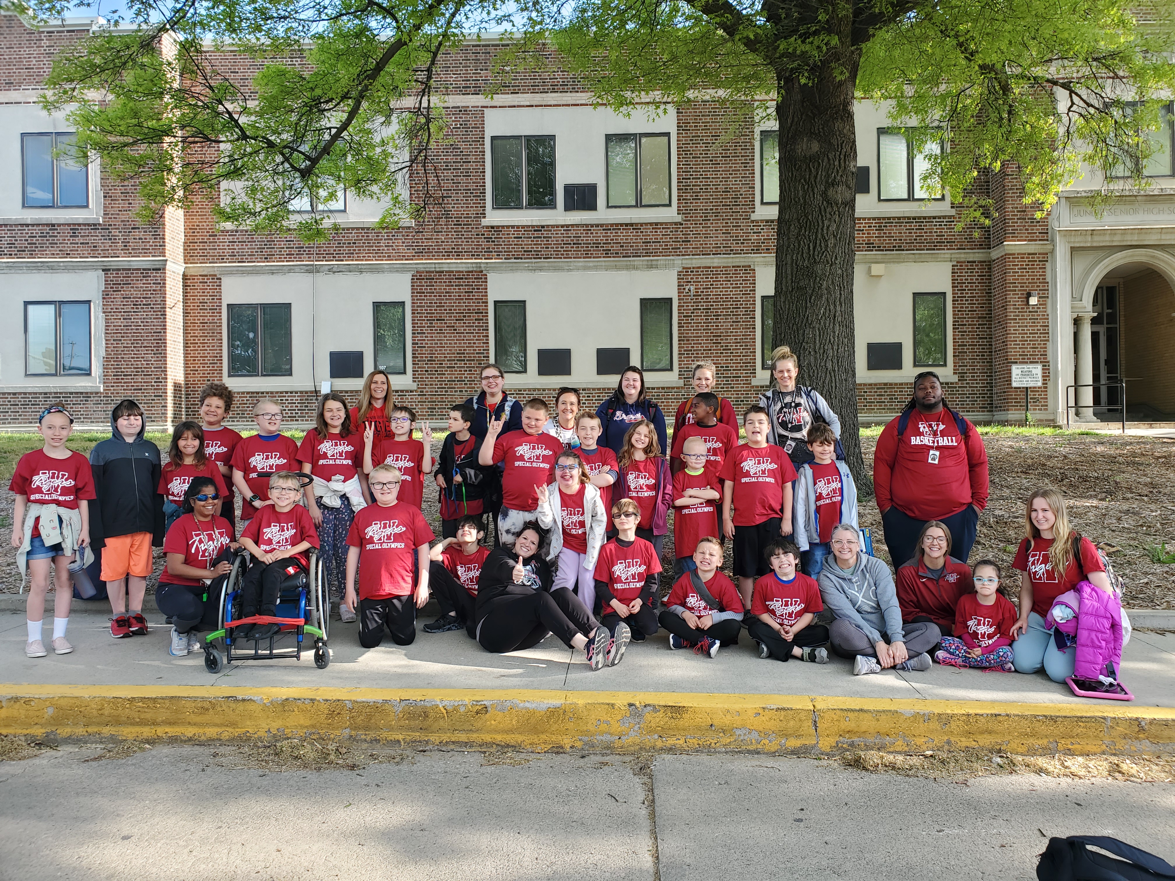 Martin Warren Students take a group photo before leaving for the Special Olympics