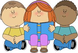 Kids with books clipart