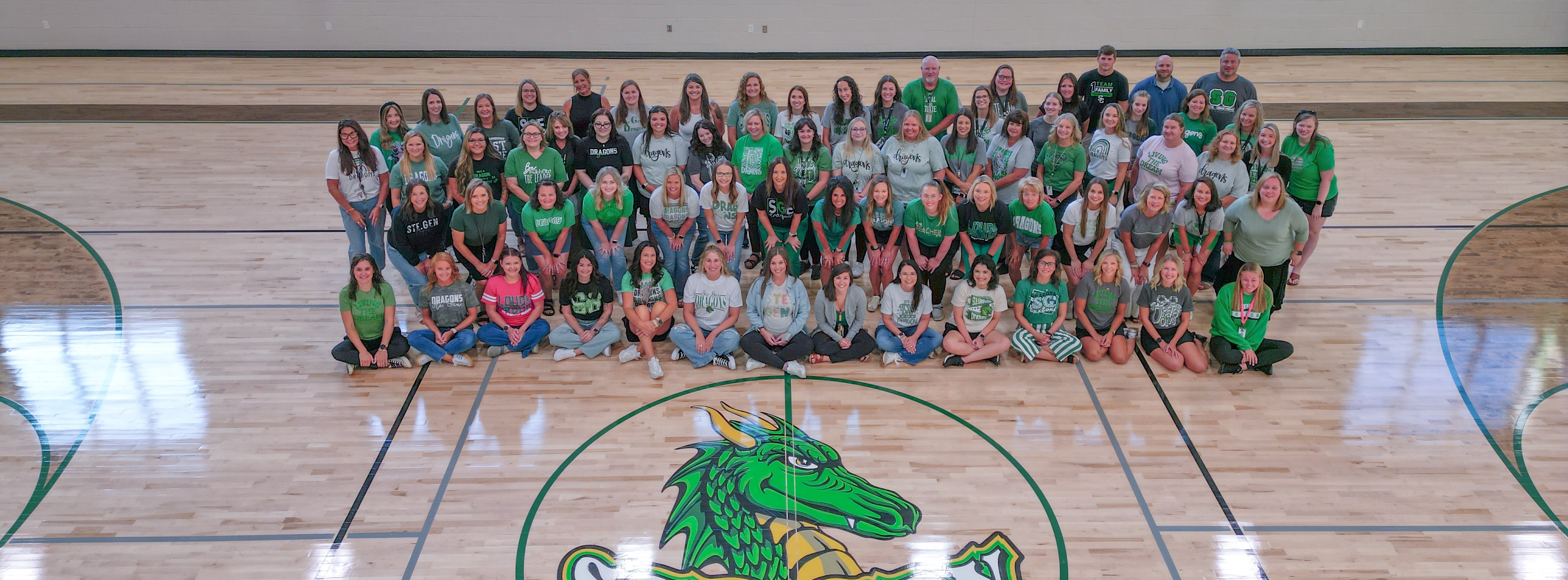 Faculty and staff take a group photo.