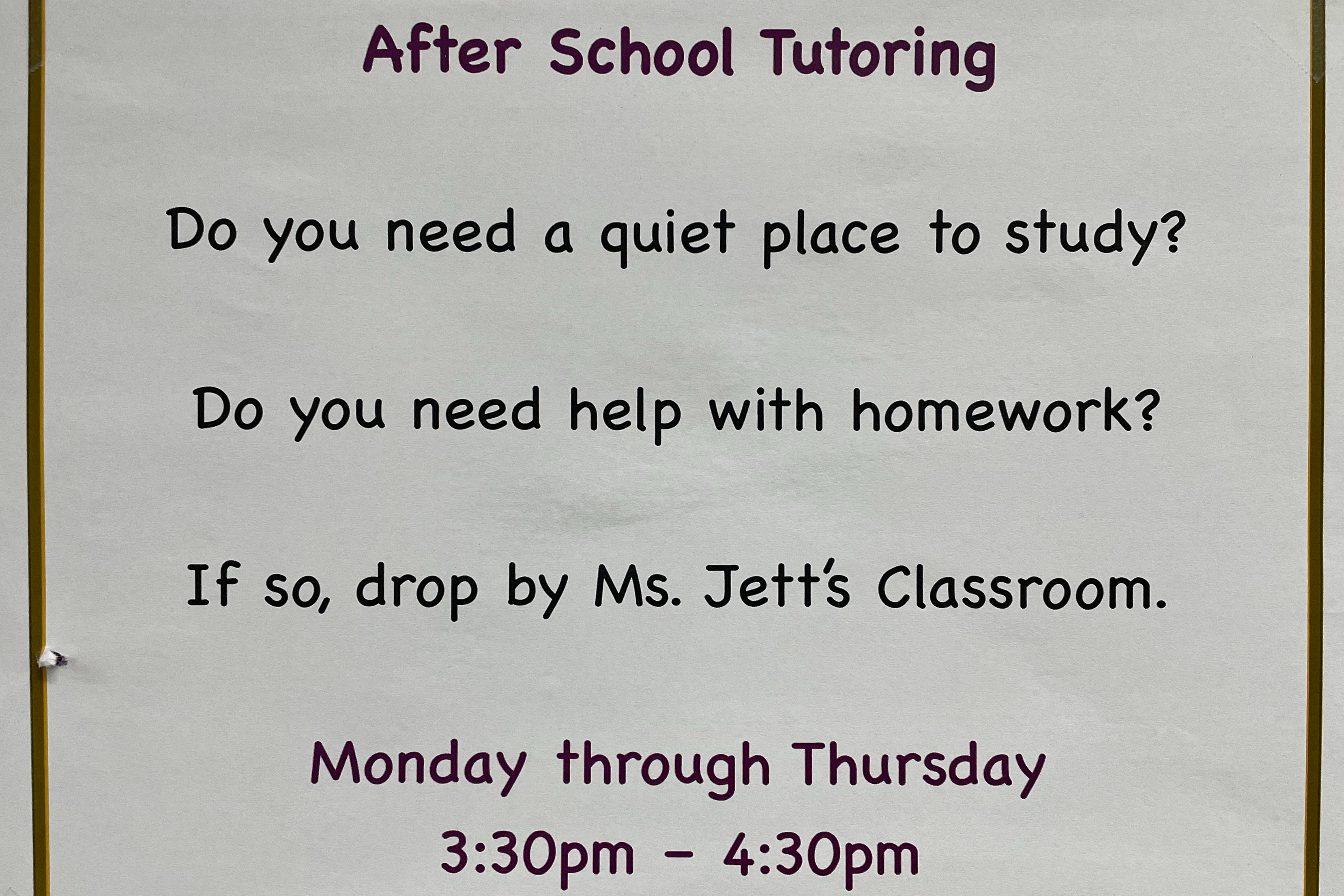 After School tutoring