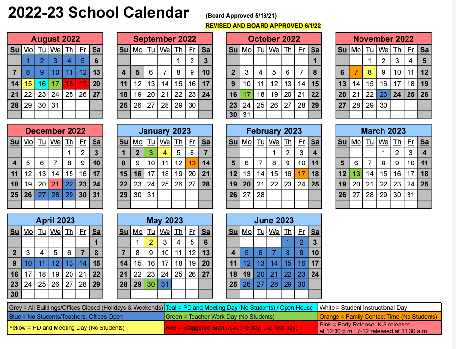 color coated 22-23 calendar