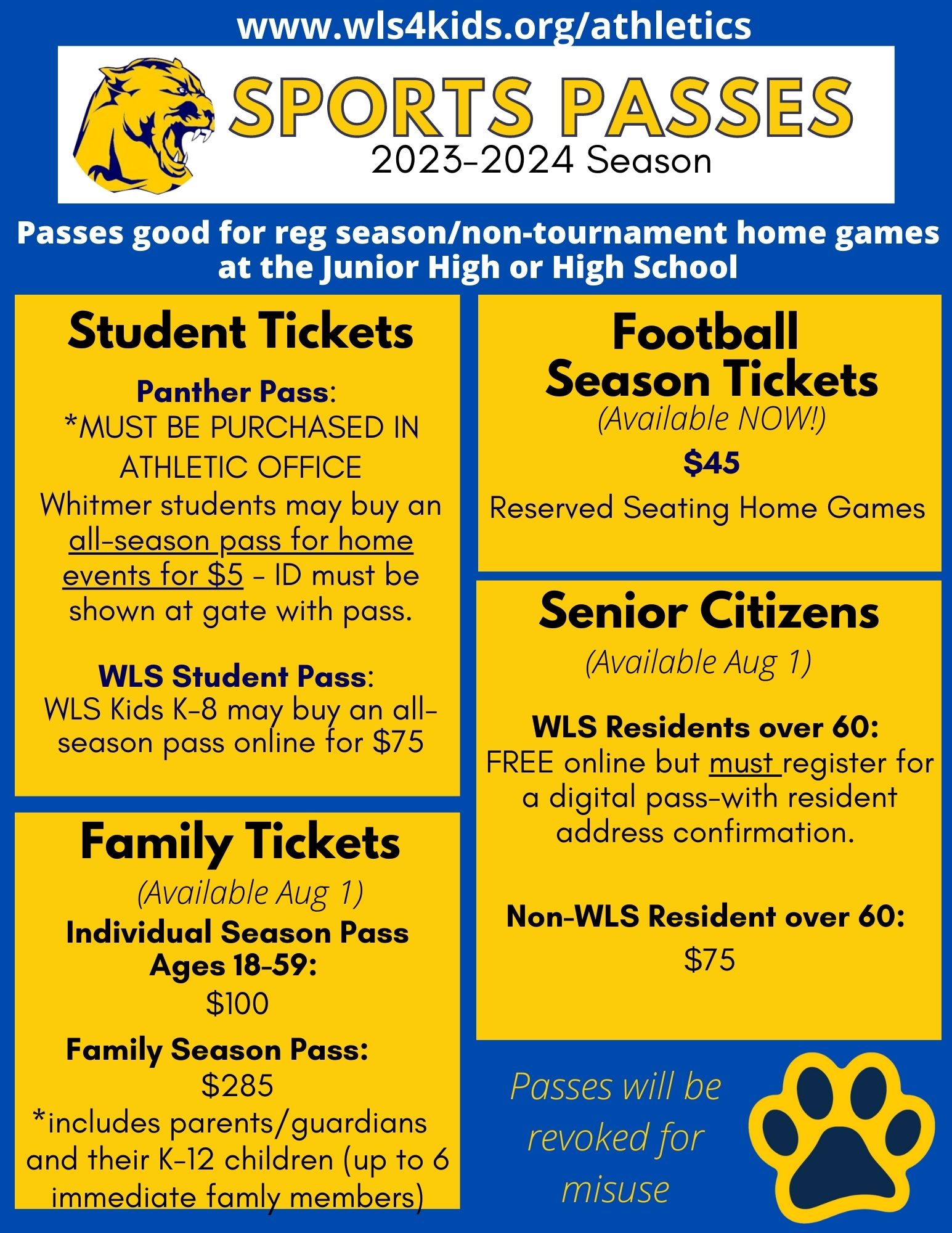 Game ticket info