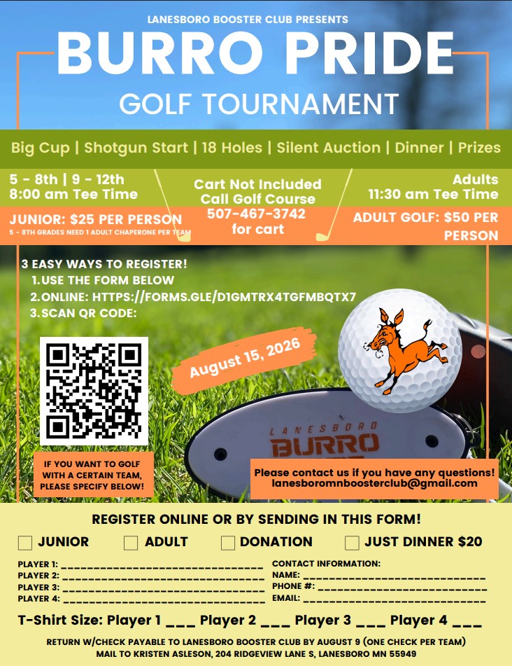 2026 Burro Pride Golf Tournament Flyer
