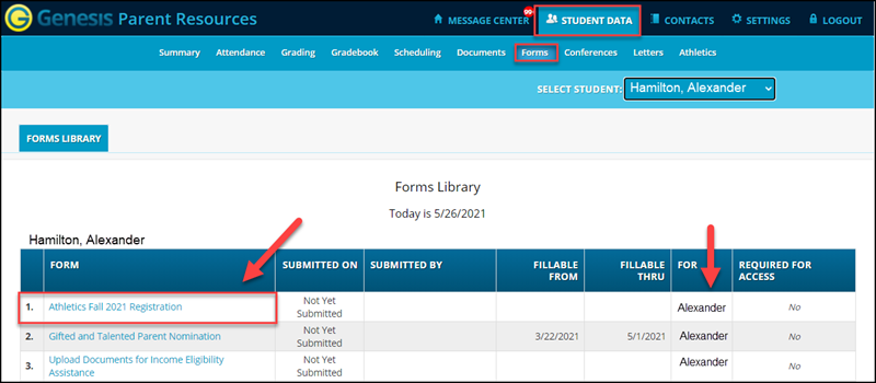 Genesis Athletics Registration Parent Resources