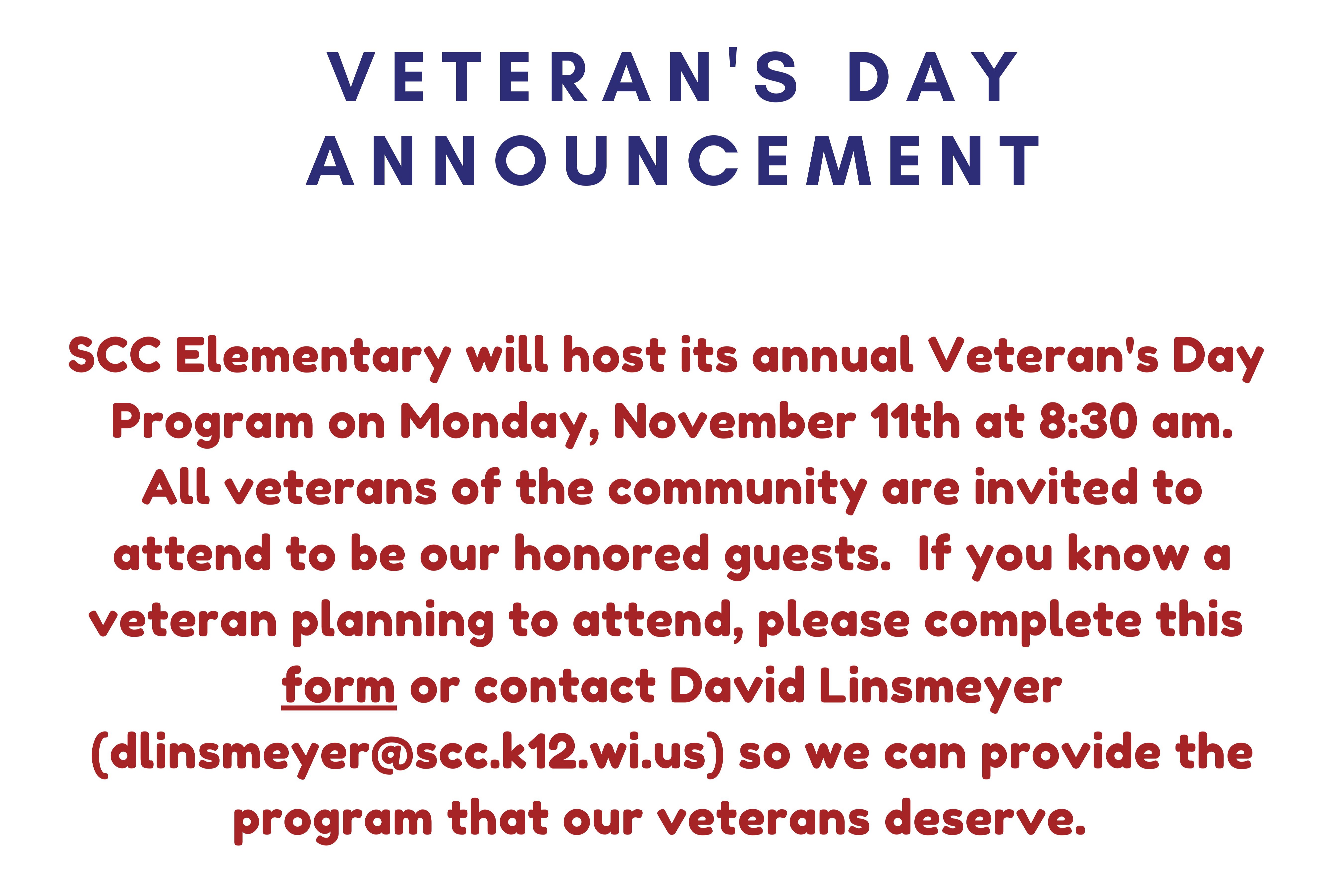 Veterans Day Program 2024