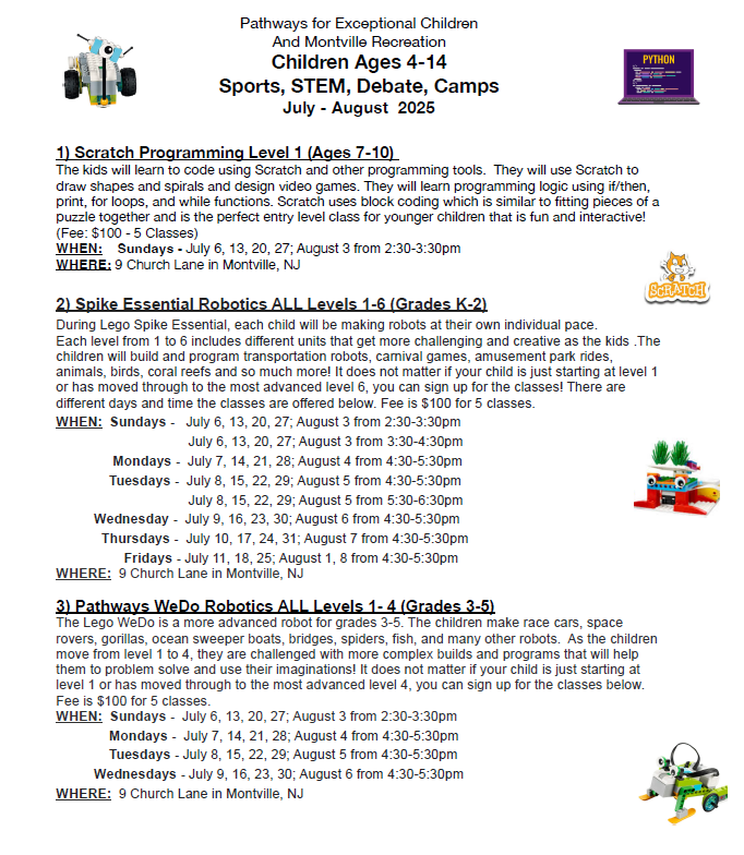 pathways summer schedule
