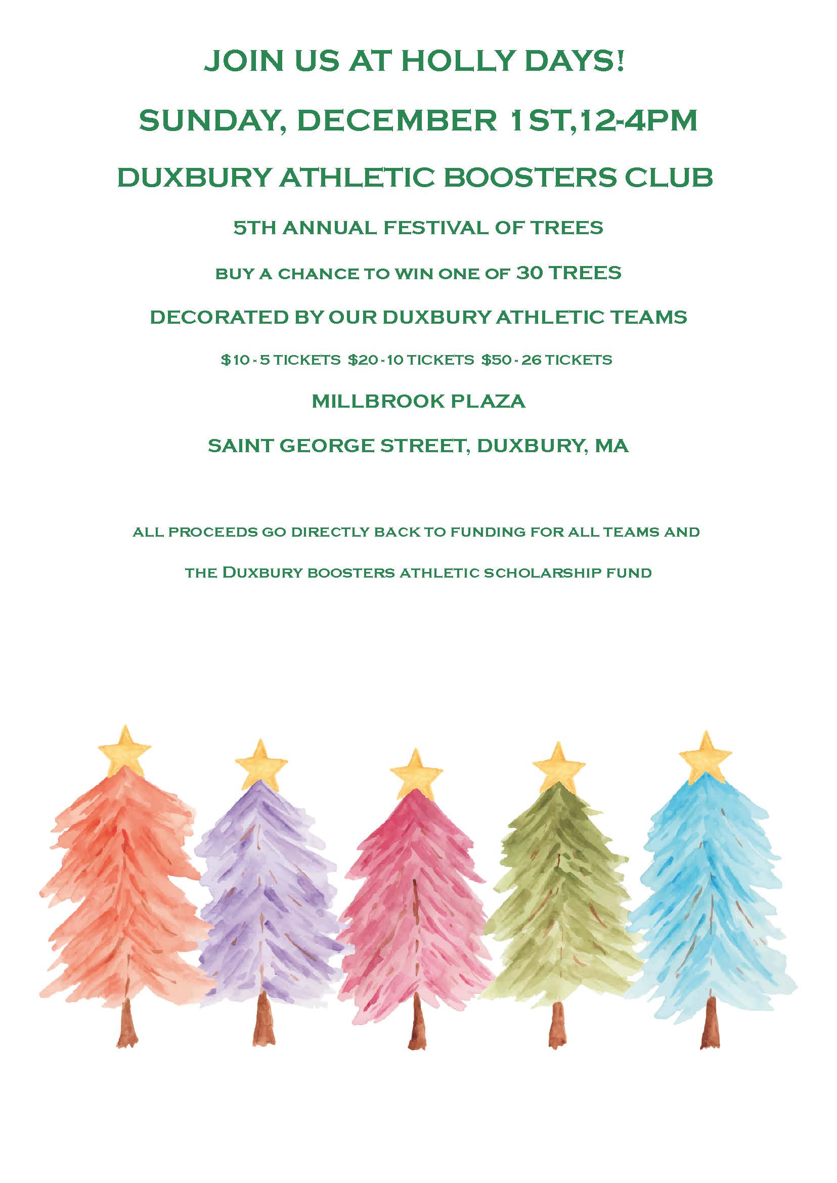 Duxbury Boosters Holly Days Tree Fundraiser