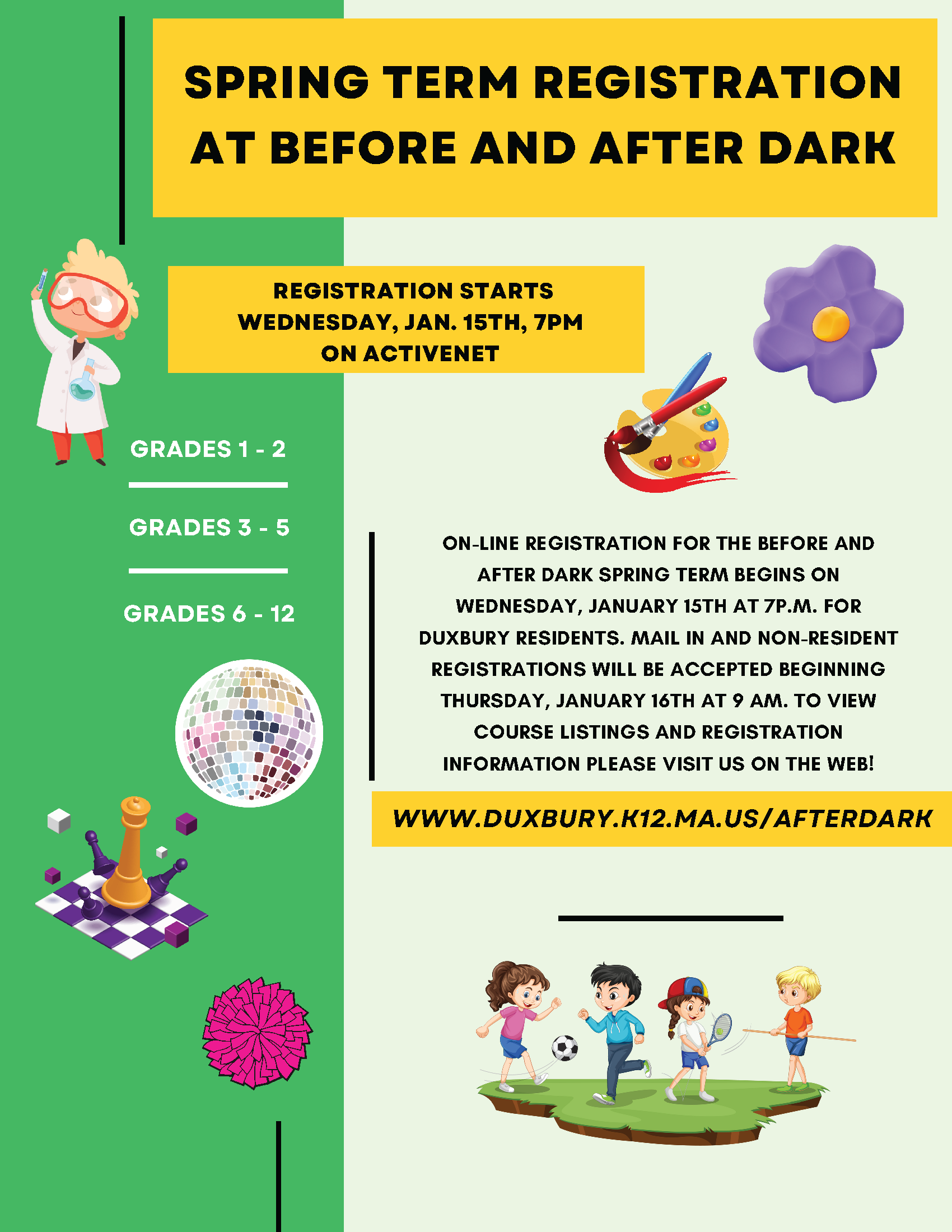 Registration for Before and After Dark Classes Spring 2025