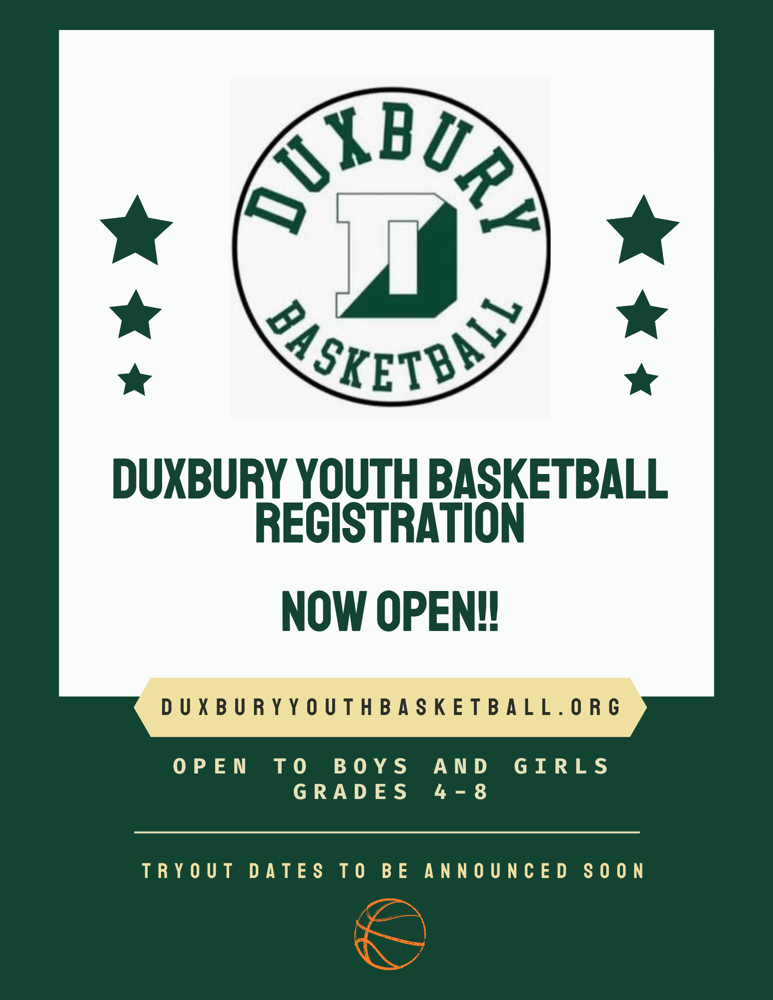 Duxbury Youth Basketball Registration Now Open