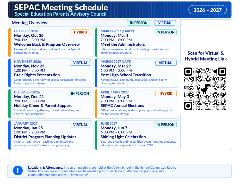 2026-2027 SEPAC Meeting Calendar