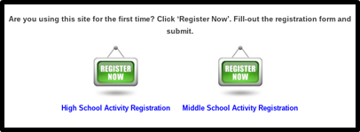 High School Activity Registration and Middle School Activity Registration buttons