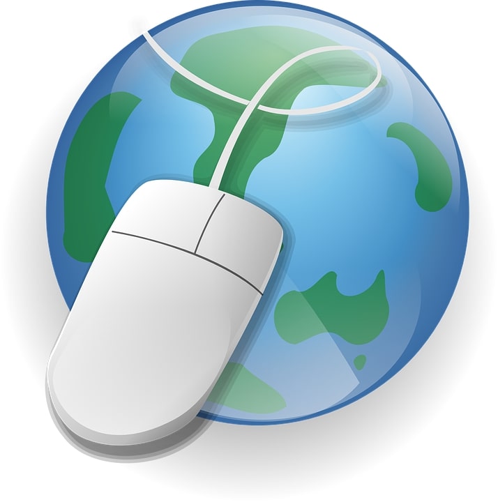 A clipart image of a globe and a computer mouse