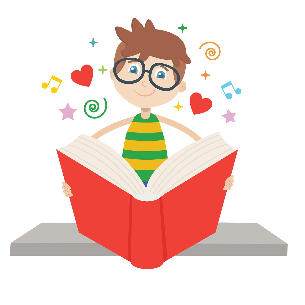 Clipart image of a student reading a book