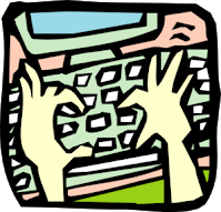 A clipart image of hands typing on a computer keyboard