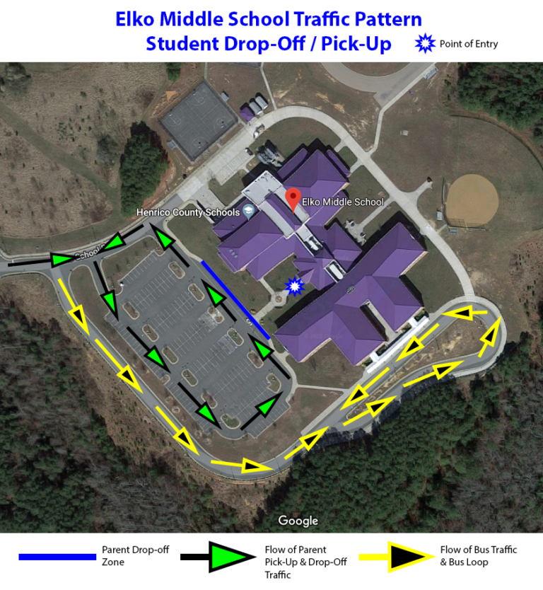 Map of School Traffic Pattern - Student Drop off and Pick up