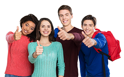students with thumbs up