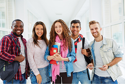 students in hallway