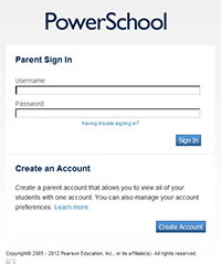 PowerSchool login screen