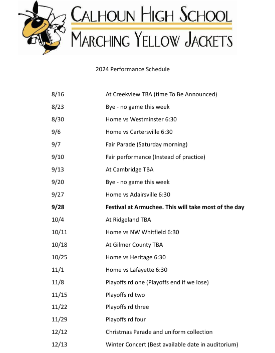 band schedule