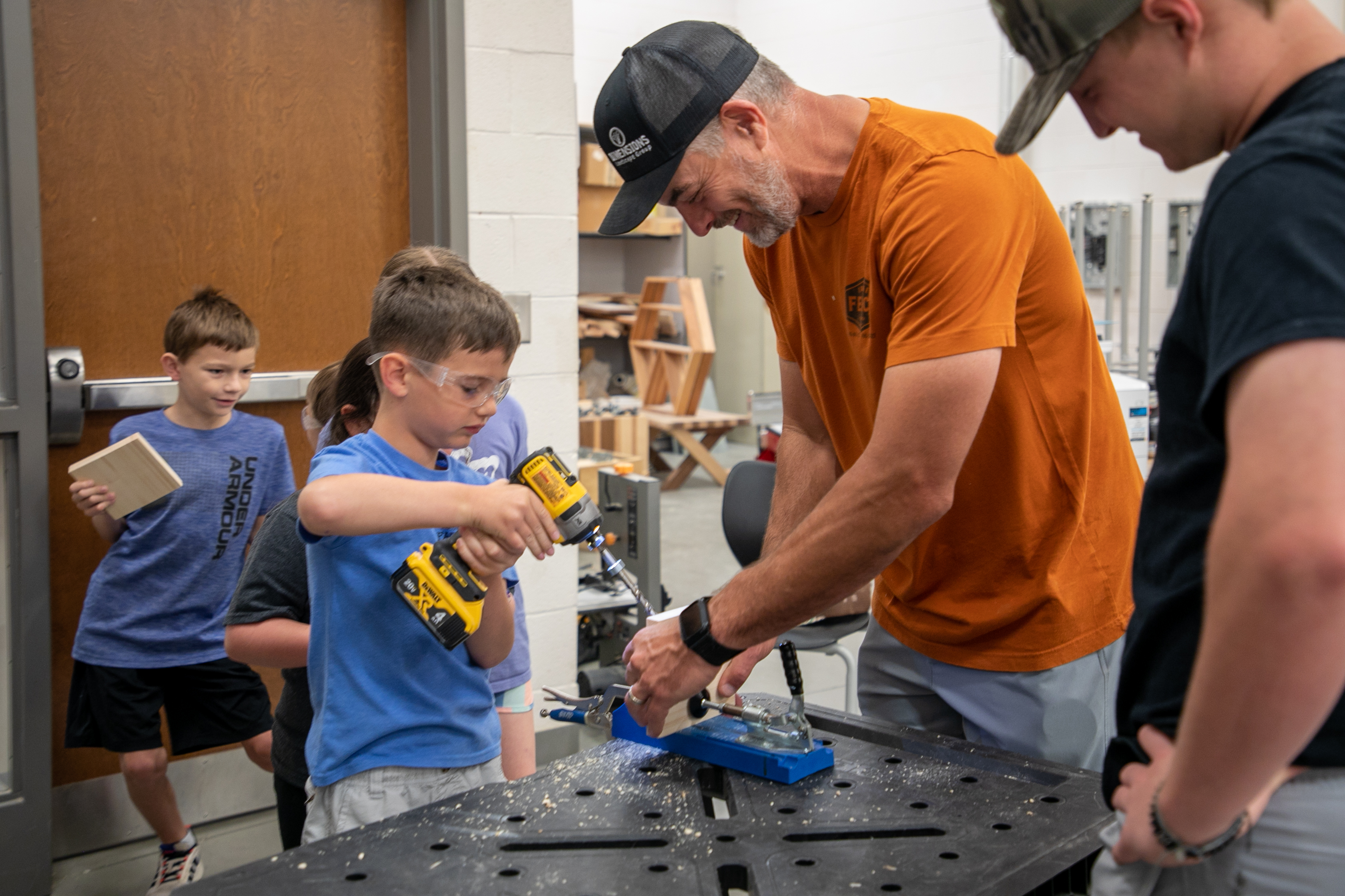construction teacher with student