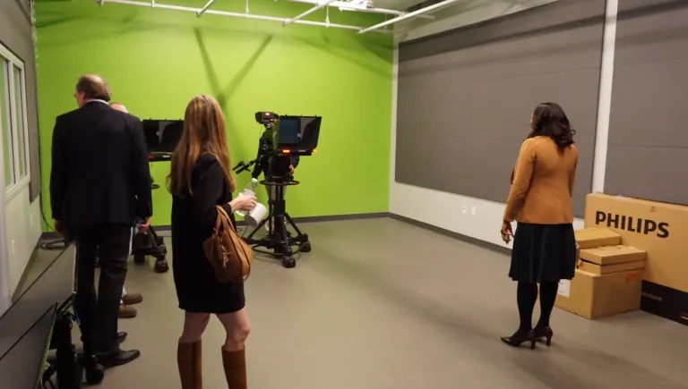recording in a professional tv studio
