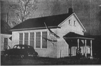 black and white photo of Ganotown School building 