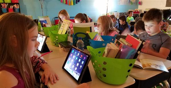 students on devices