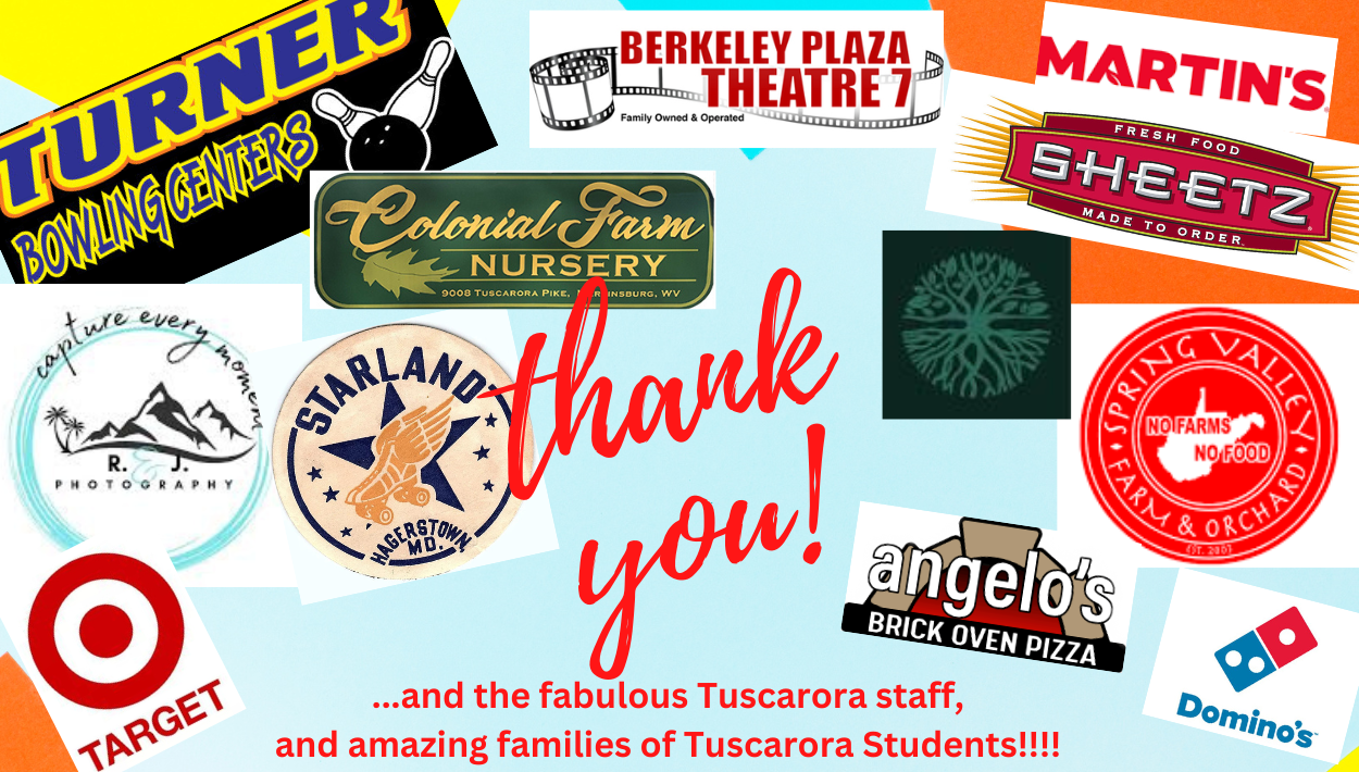 photo collage of fun fair donors.  "thank you to the fabulous Tuscarora Staff and the amazing families of Tuscarora students!!!"