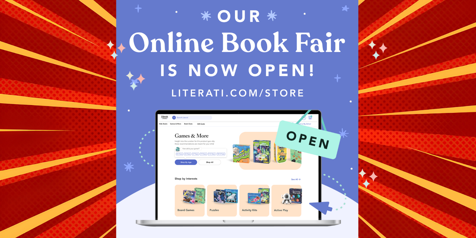 the book fair flyer stating that the online book fair is now open