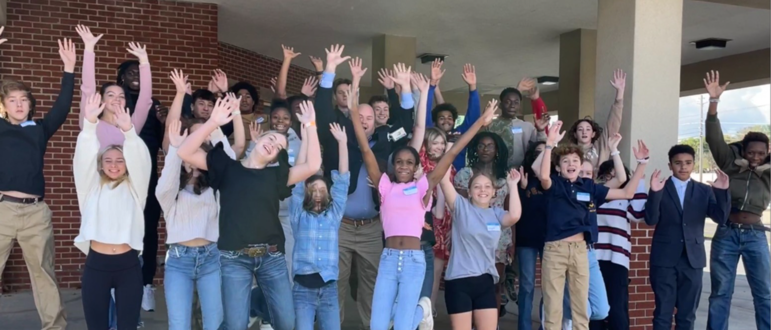 Students jumping