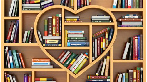 library shelves in a shape of a heart