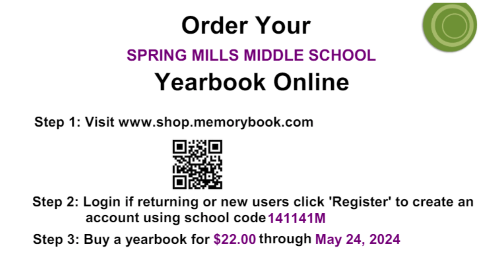 Directions on ordering a yearbook