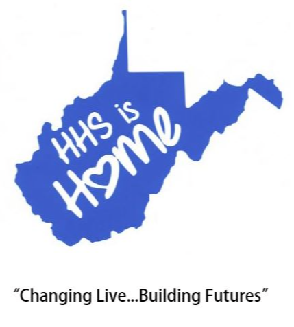 hedgesville high school is home written inside blue west virginia state with text on bottom that says changing live... building futures 