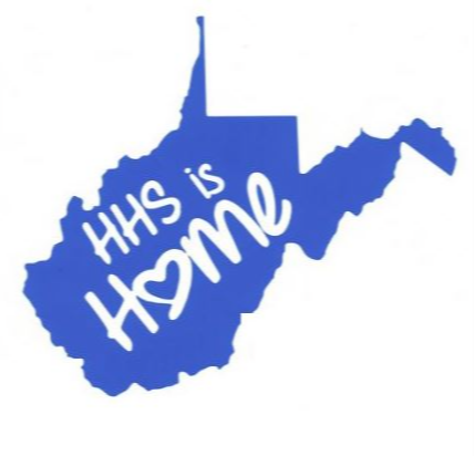 hedgesville high school is home written inside blue west virginia state with text on bottom that says changing live... building futures 