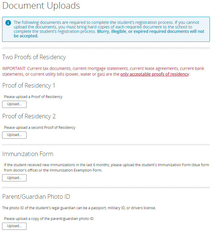 Documents Upload Section