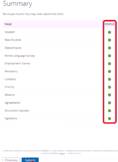 Summary Page