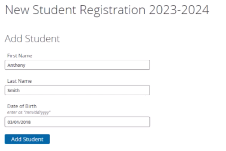 Add Student webpage