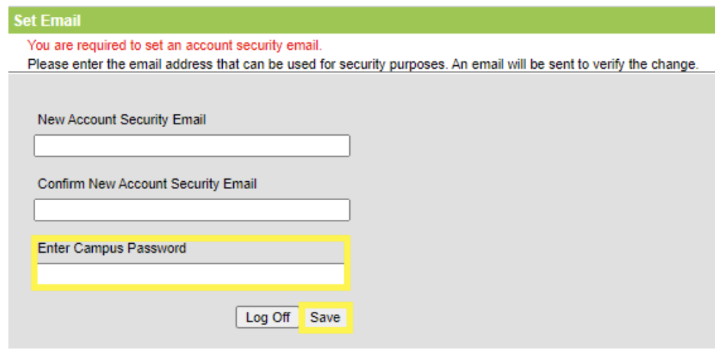 Setting a Security Email 