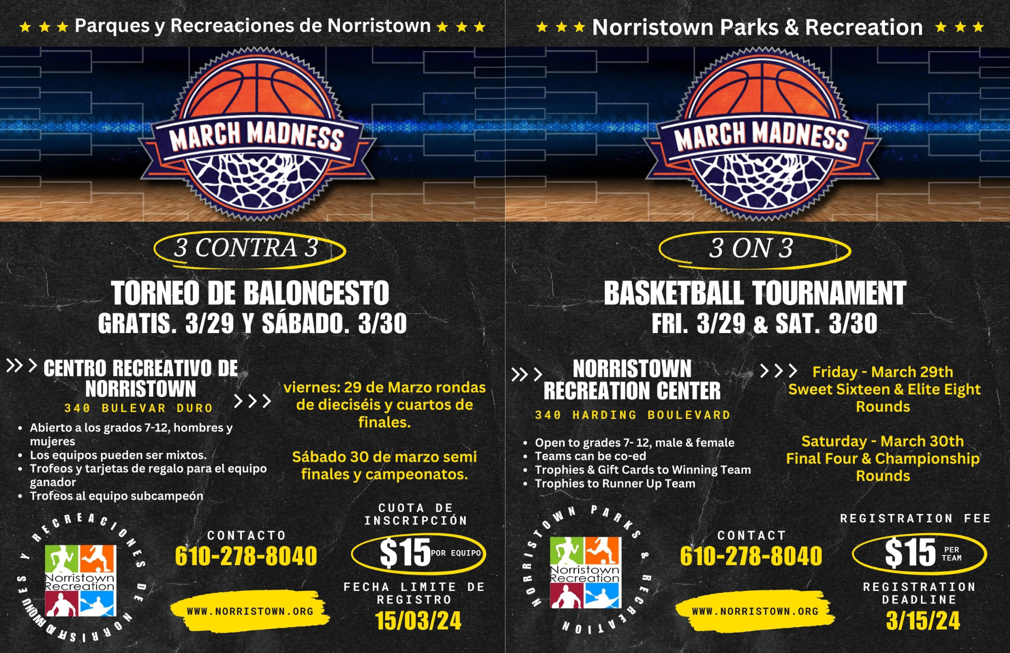 Norristown Parks and Rec March Madness Flyer