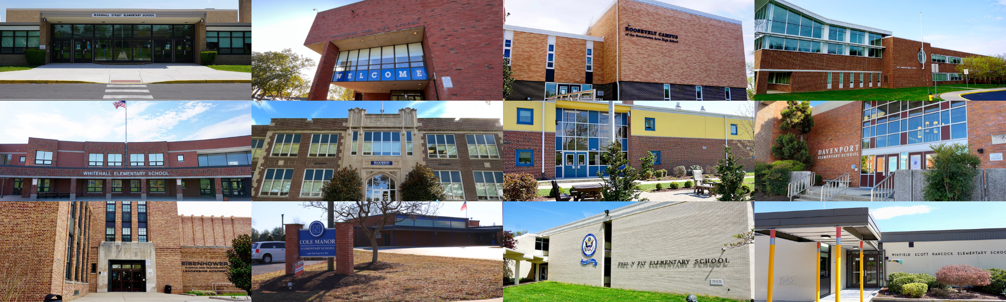 Collage of school buildings