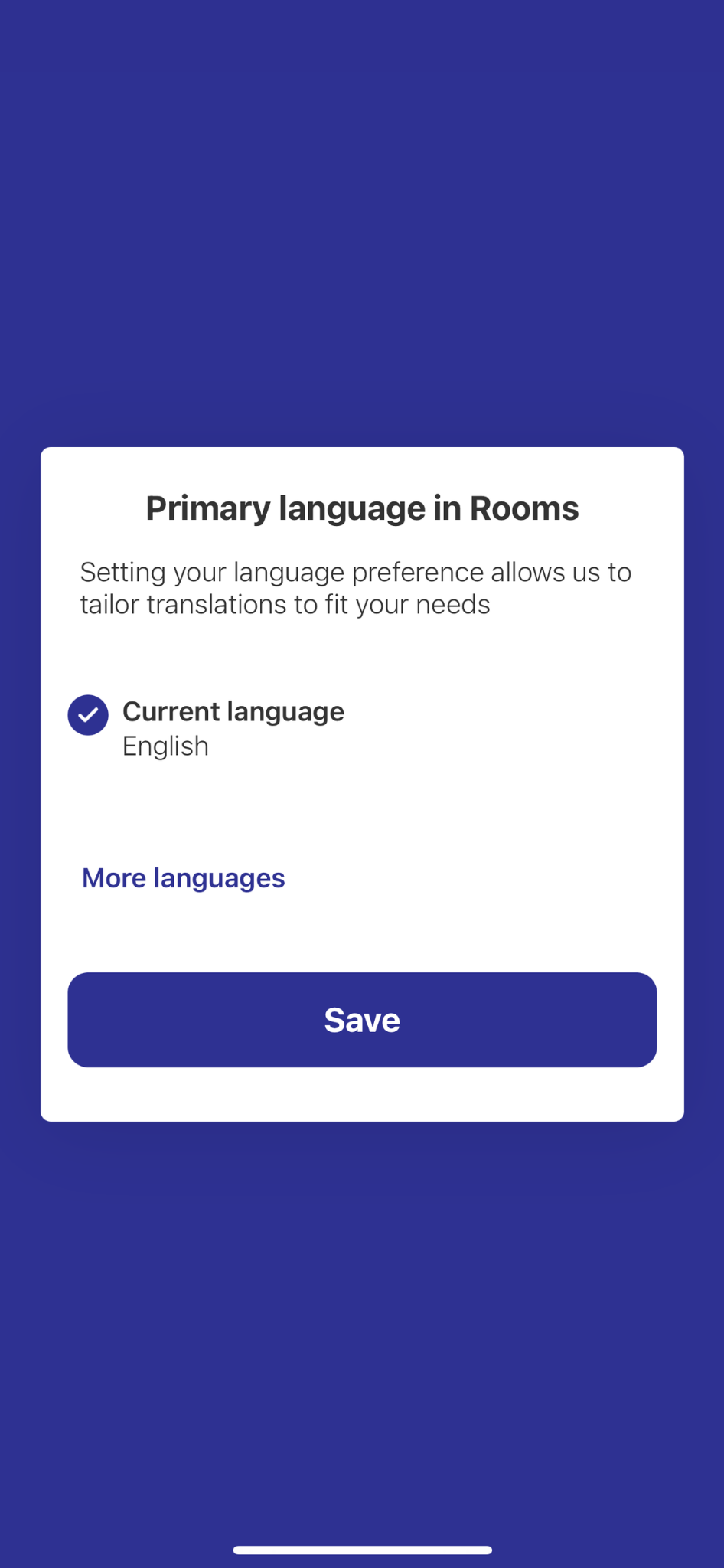 NASD App Sign in screen with Language selection options and a save button