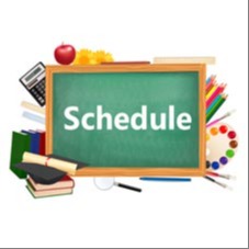 schedule written on a chalkboard