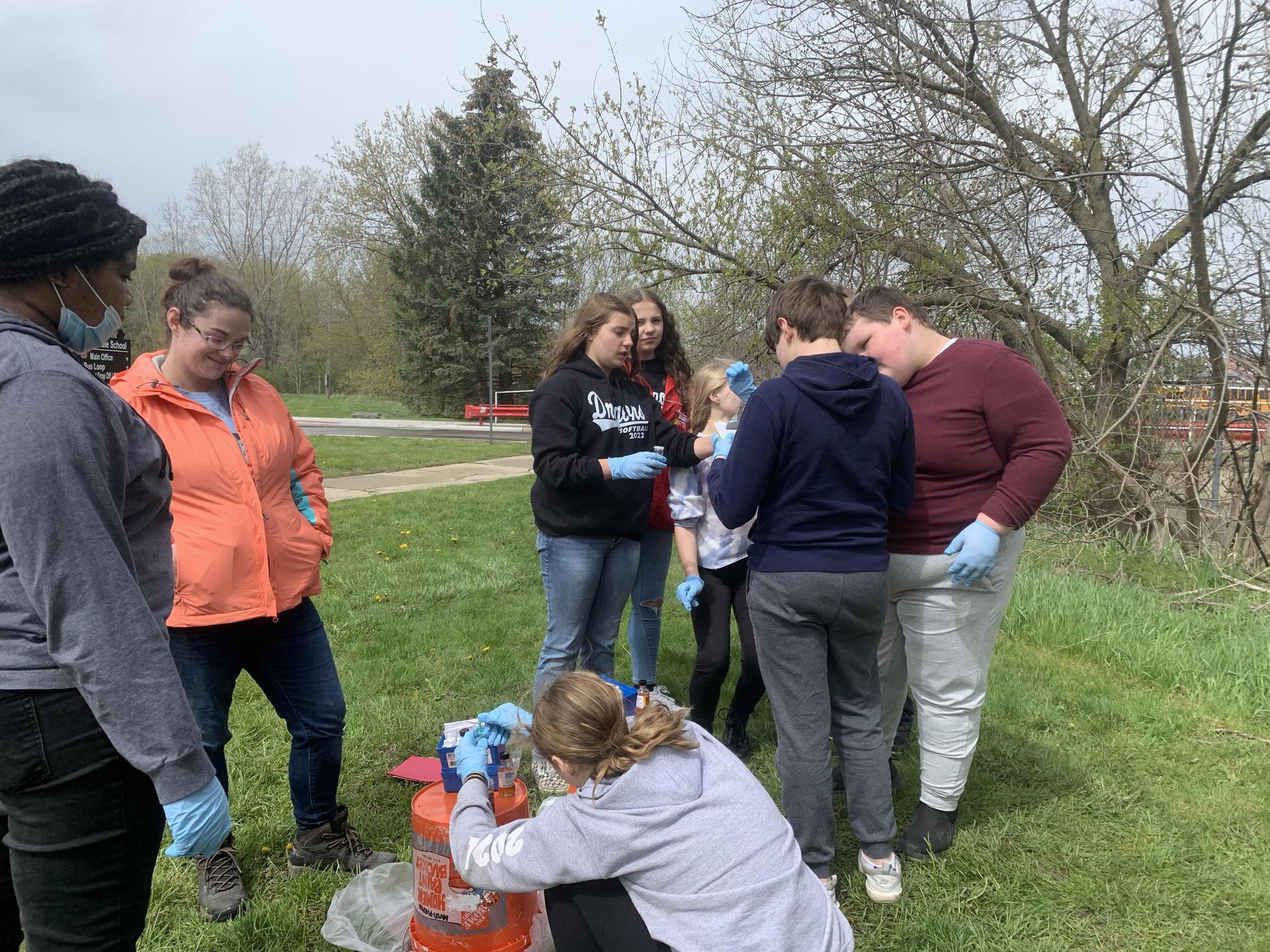 Students working on an outdoor project