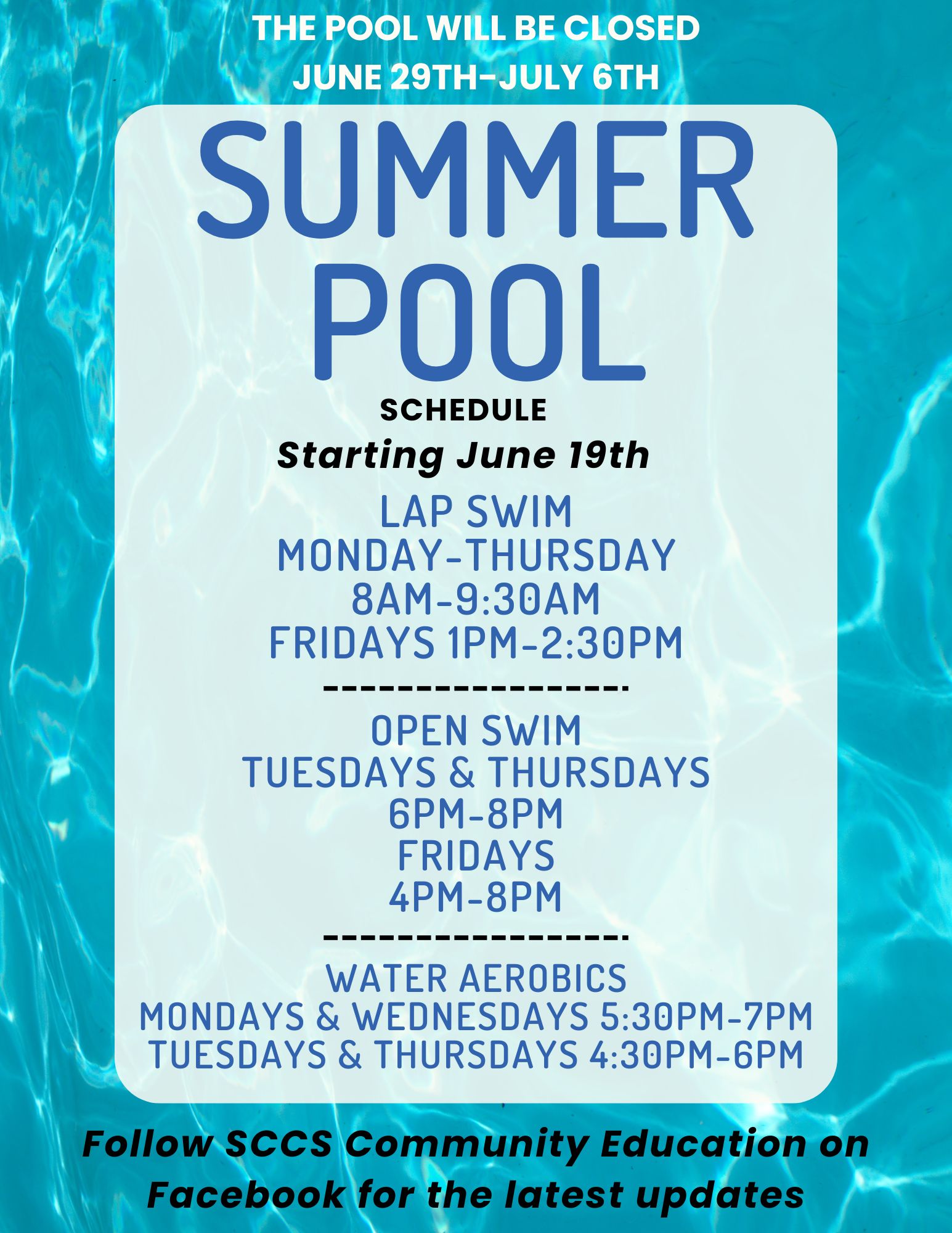 Summer pool schedule
