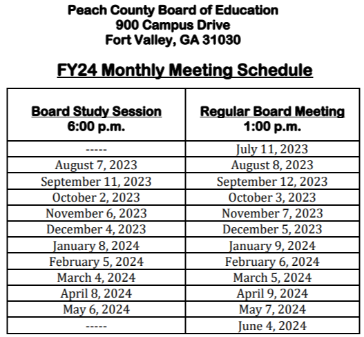 FY24 Board Meeting List