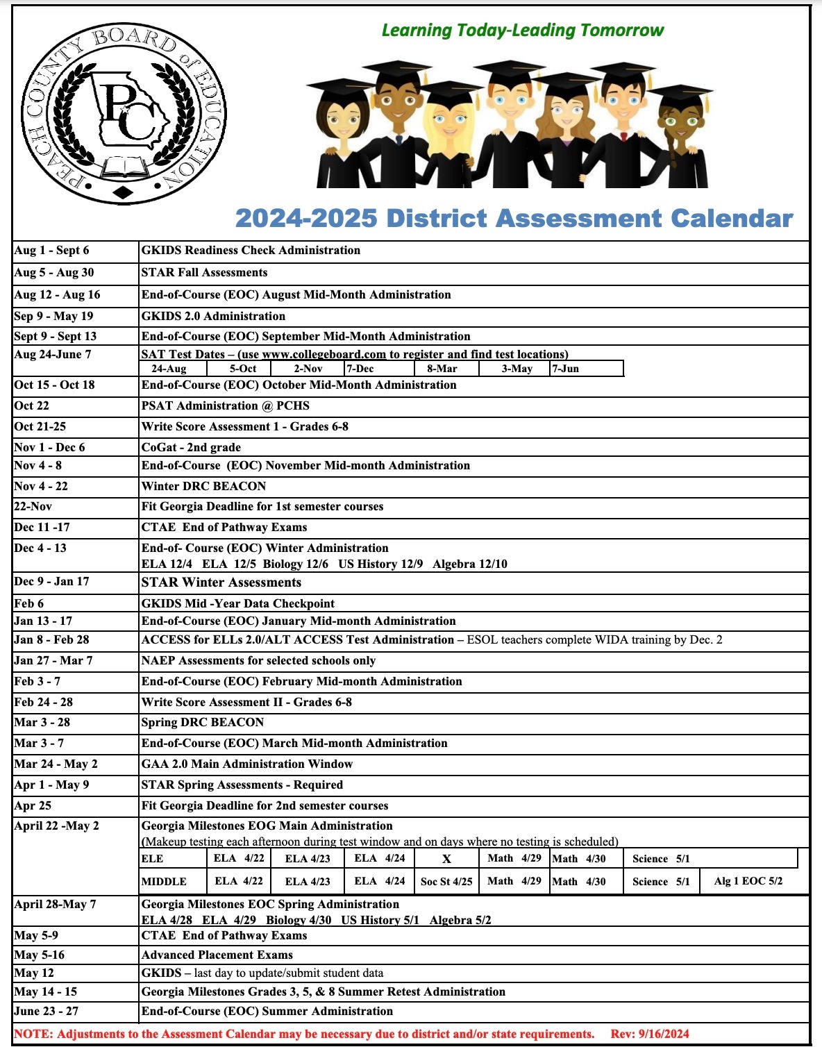 Assessment Calendar