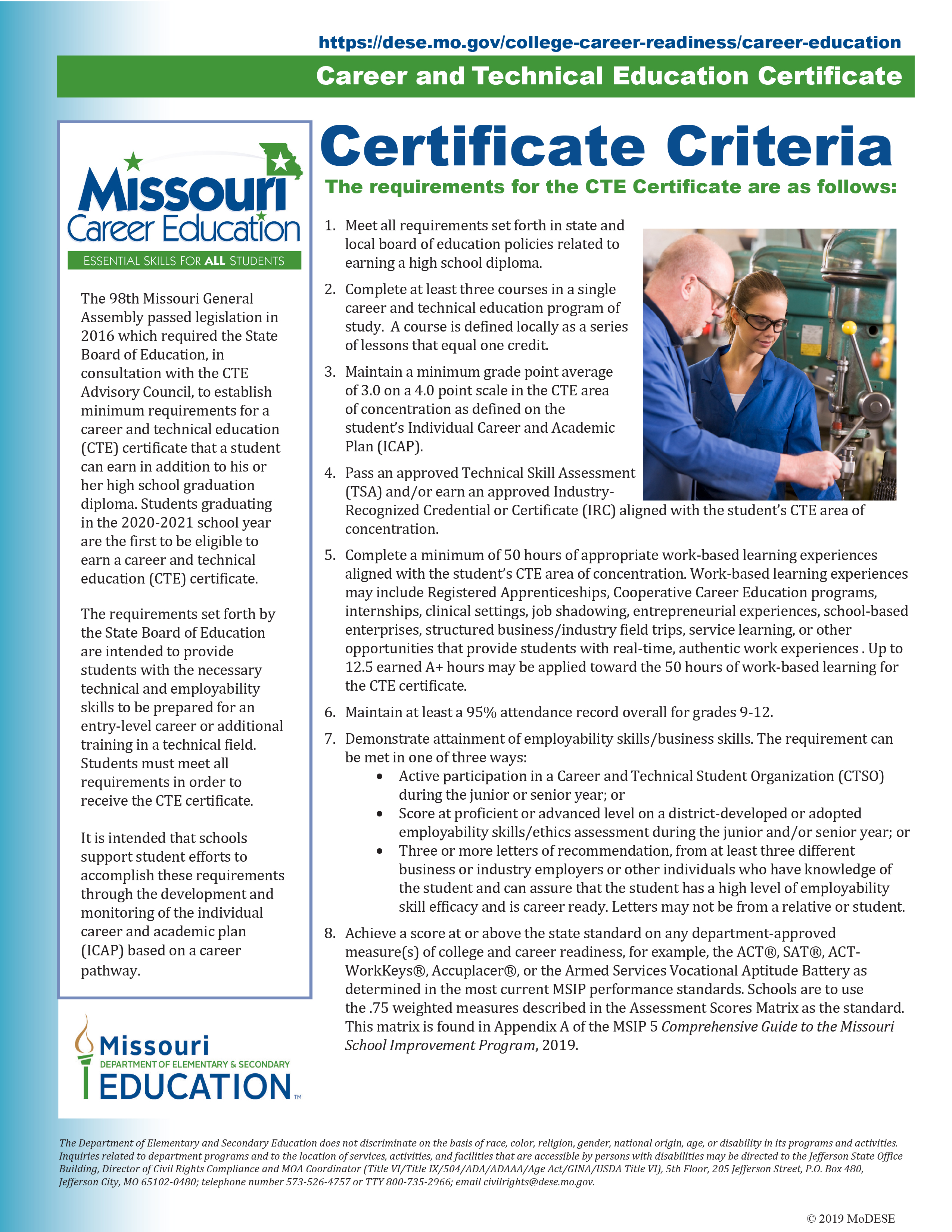 DESE CTE Certificate