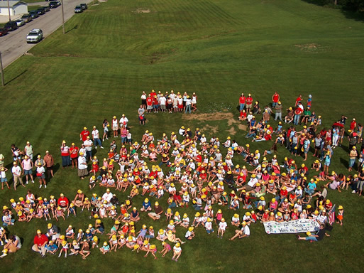 Group of people reunited for the construction of the new Carrollton Elementary Building