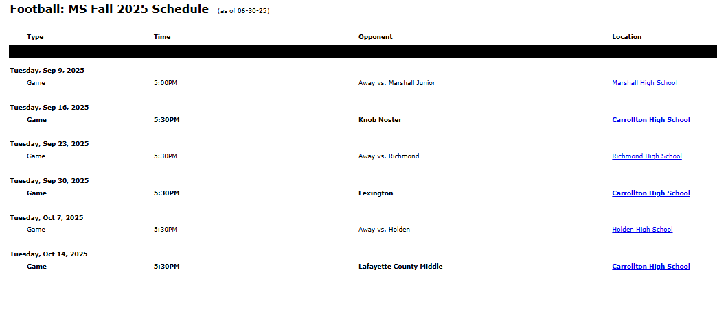 Schedule 